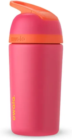 Owala Kids Flip Insulation Stainless Steel Water Bottle with Straw, Locking Lid Water Bottle, Kids Water Bottle, Great for Travel, 14 Oz, Pink