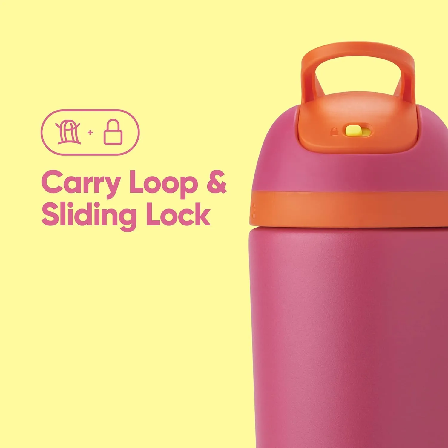 Owala Kids Flip Insulation Stainless Steel Water Bottle with Straw, Locking Lid Water Bottle, Kids Water Bottle, Great for Travel, 14 Oz, Pink
