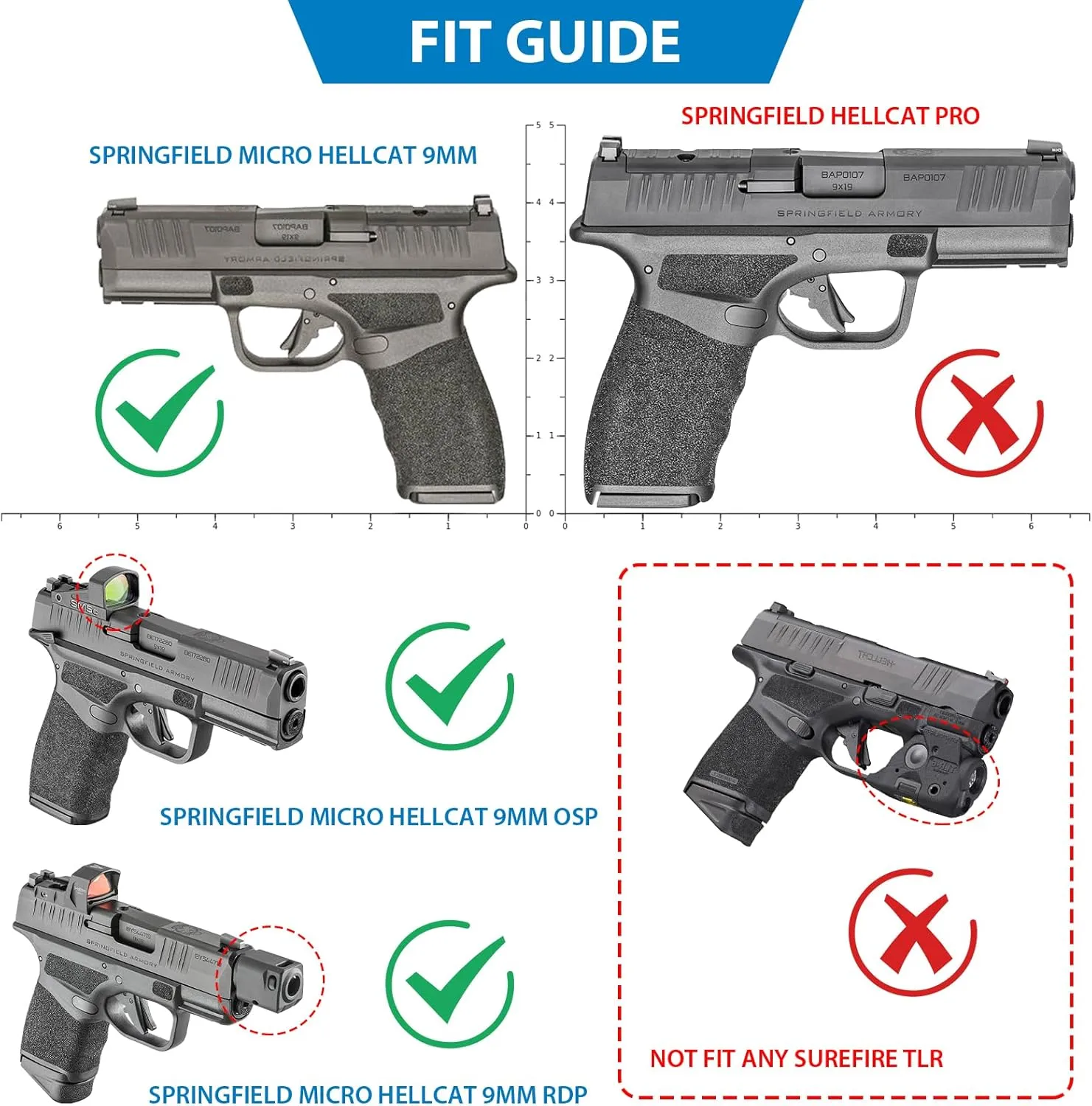 OWB Springfield Hellcat Micro Holster（Not Fit Hellcat Pro）,9mm Springfield Hellcat Holster with Optic,Hellcat OSP/RDP Holster, Right Hand,Adjustable Level Ⅱ Retention Belt Holsters