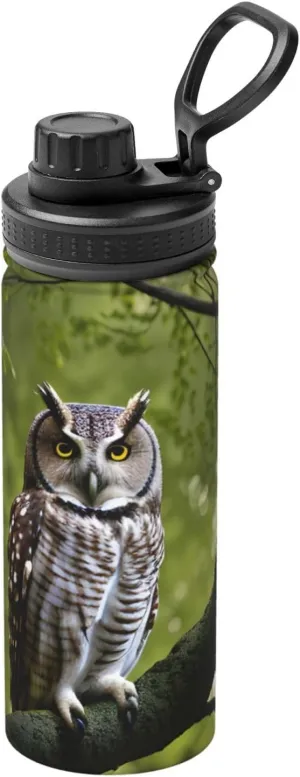 Owl Tree Branches Sports Insulated Water Bottle - Premium 18 oz. Stainless Steel Hydration Bottle for Outdoor Enthusiasts