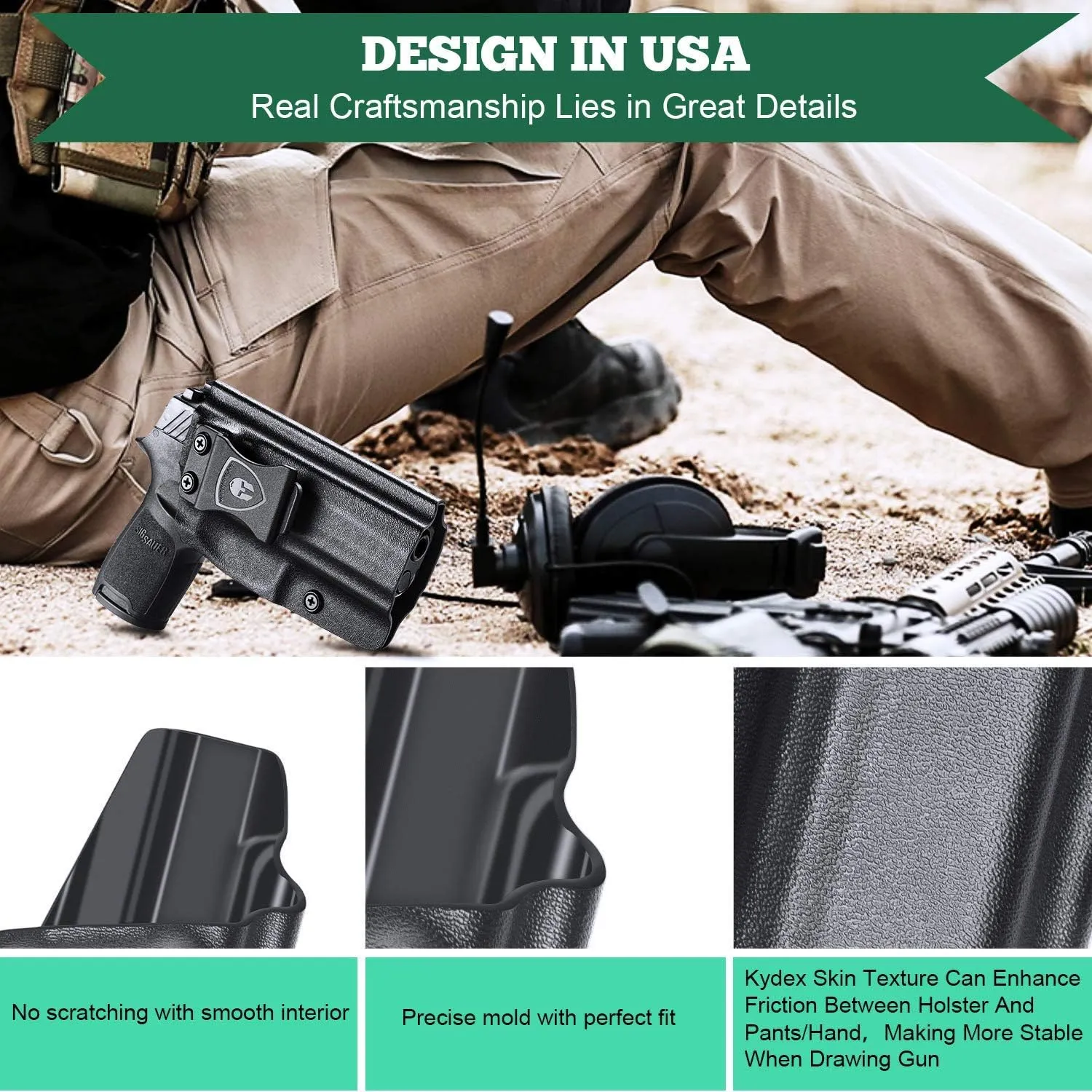 P320 Holster, IWB Kydex Holster Fit: Sig Sauer P320 Full Size / P320 Compact / P320 X Carry Pistol, Inside Waistband Concealed Carry Holster for Men/Women, Adj. Cant & Posi-Click Retention