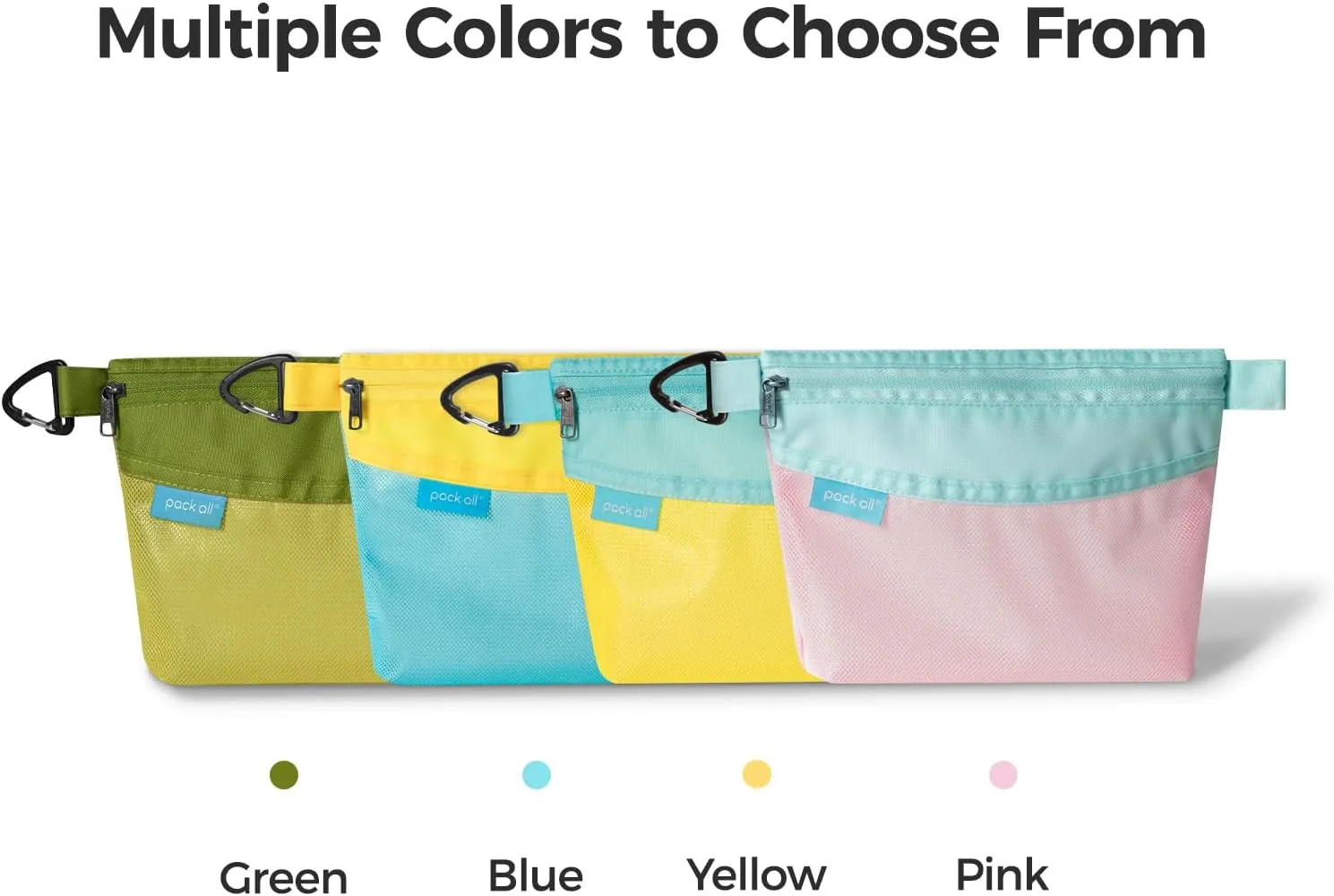 pack all Water-resistant Material Zipper Pouch, Mesh Zipper Bag for Storage, Travel, Office (Small, Green)
