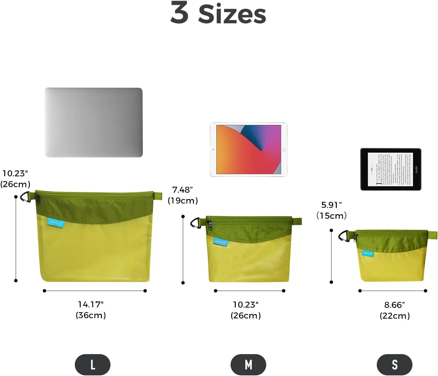 pack all Water-resistant Material Zipper Pouch, Mesh Zipper Bag for Storage, Travel, Office (Small, Green)