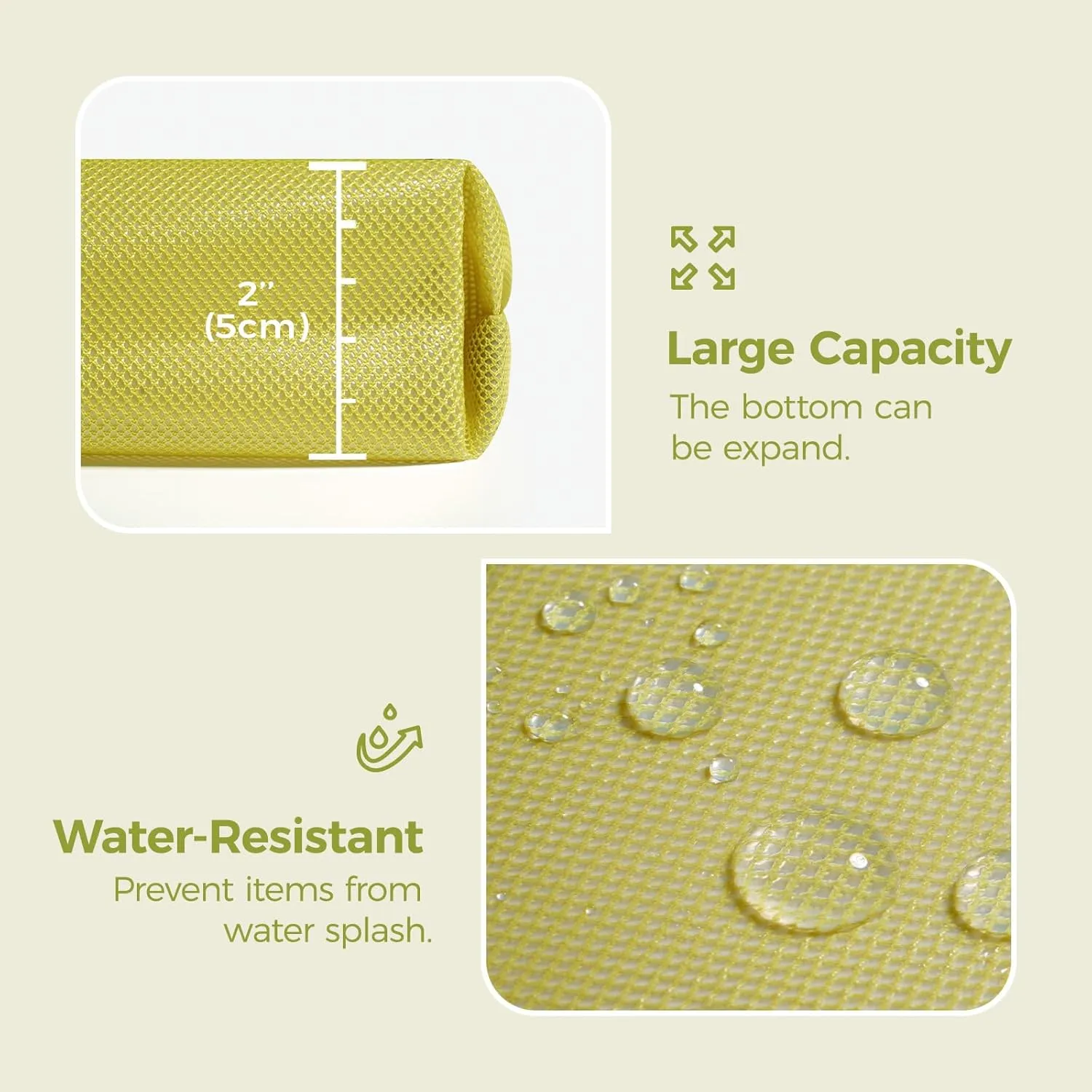 pack all Water-resistant Material Zipper Pouch, Mesh Zipper Bag for Storage, Travel, Office (Small, Green)