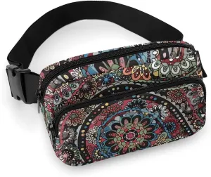 Paisley Boho Style Large Capacity Portable All Print Waist Bag