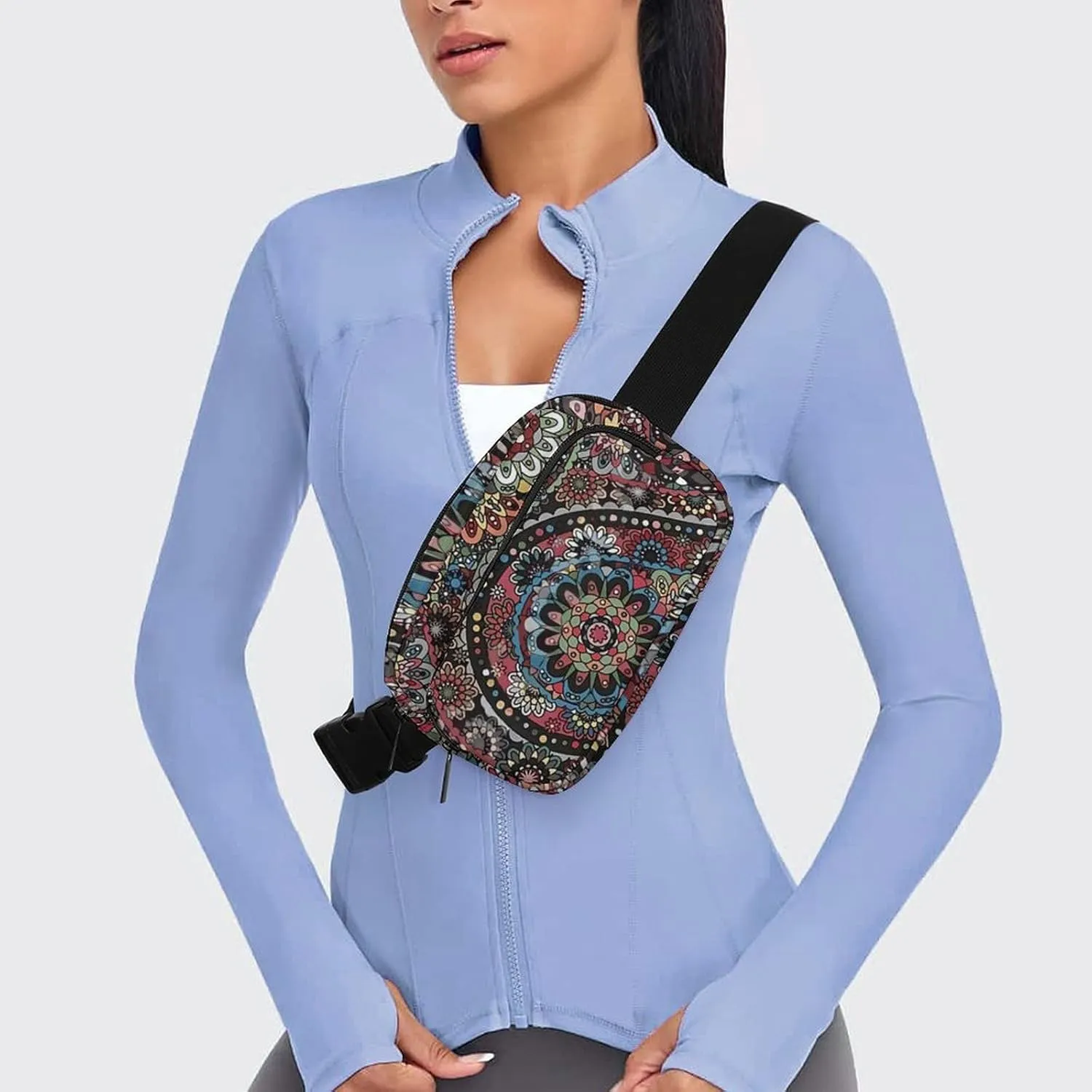 Paisley Boho Style Large Capacity Portable All Print Waist Bag