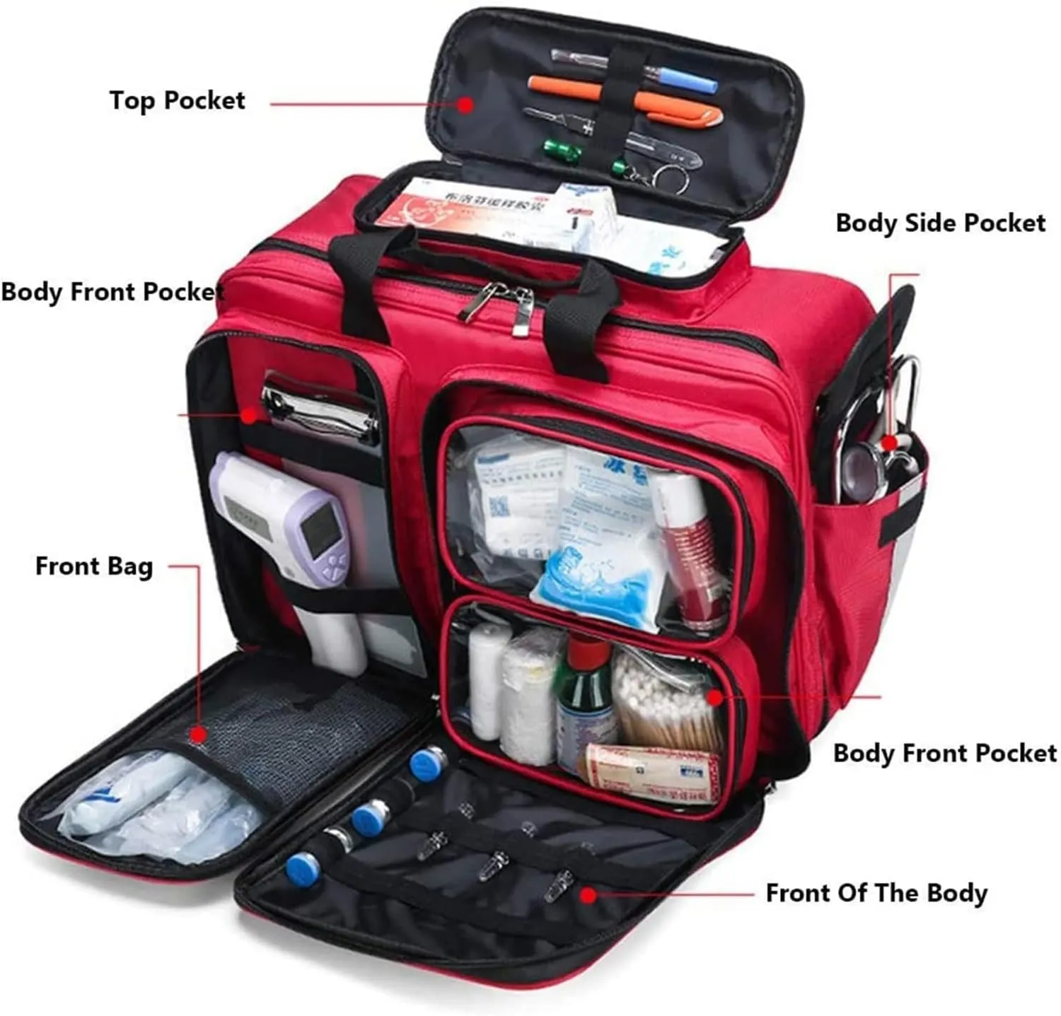 Paramedics Medical Trolley Bag with Wheels - Large Capacity Waterproof First Aid Kit for Emergency First Responders - Trauma Bag on Wheels(Blue)