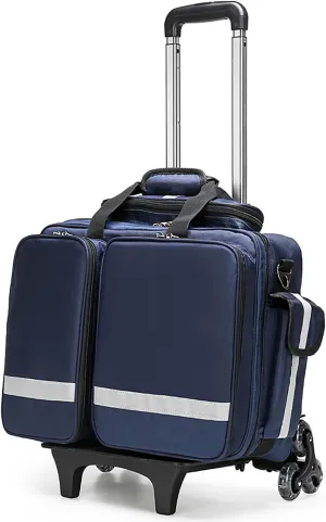 Paramedics Medical Trolley Bag with Wheels - Large Capacity Waterproof First Aid Kit for Emergency First Responders - Trauma Bag on Wheels(Blue)