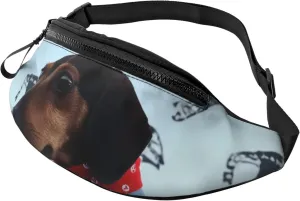 Parisian Dachshund Printed Bumbag Waist Bag for Men Women Adjustable Belt Fanny Pack with Headphone Hole for Travel,Hiking,Sport,Cycling, Black, One Size, Hiking Backpack