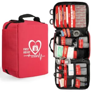 Pasenhome First Aid Kits, Trauma First Aid Kit, Premium Emergency Kits, First Aid Bag with Labelled Compartments for Home, Office, Car, Outdoor,