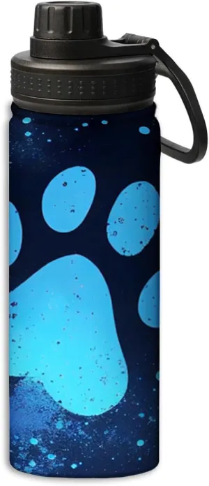 Paw Print pattern 18 oz Stainless Steel Water Bottle, Vacuum Insulated Double Walled Leak Proof Sports Water Bottle，Thermo Mug Keep Cold and Hot,Blue