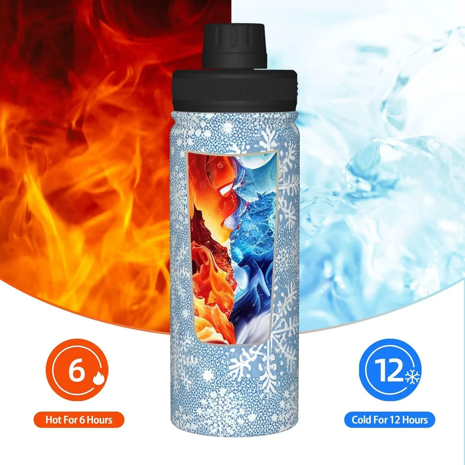Paw Print pattern 18 oz Stainless Steel Water Bottle, Vacuum Insulated Double Walled Leak Proof Sports Water Bottle，Thermo Mug Keep Cold and Hot,Blue