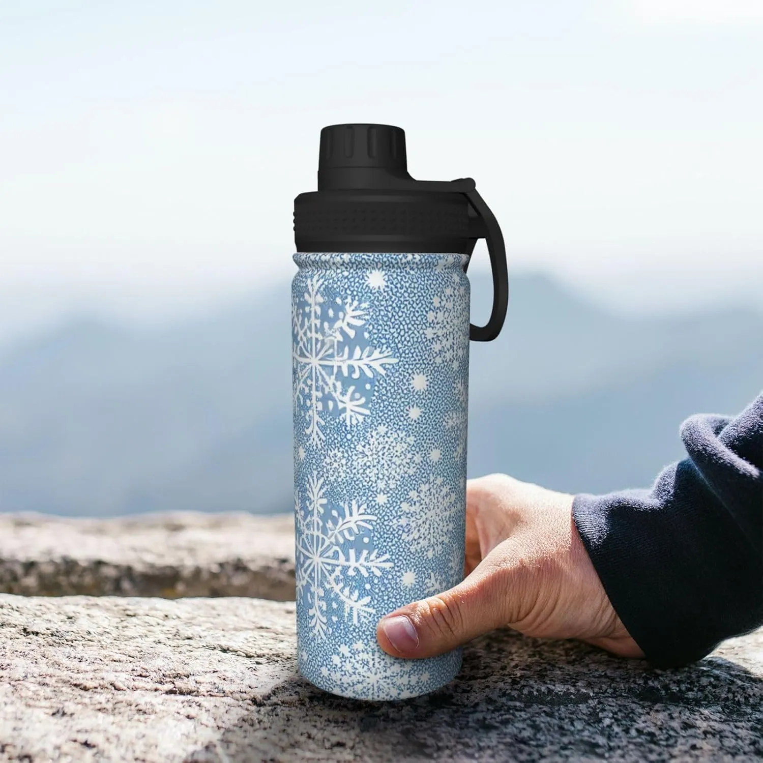 Paw Print pattern 18 oz Stainless Steel Water Bottle, Vacuum Insulated Double Walled Leak Proof Sports Water Bottle，Thermo Mug Keep Cold and Hot,Blue
