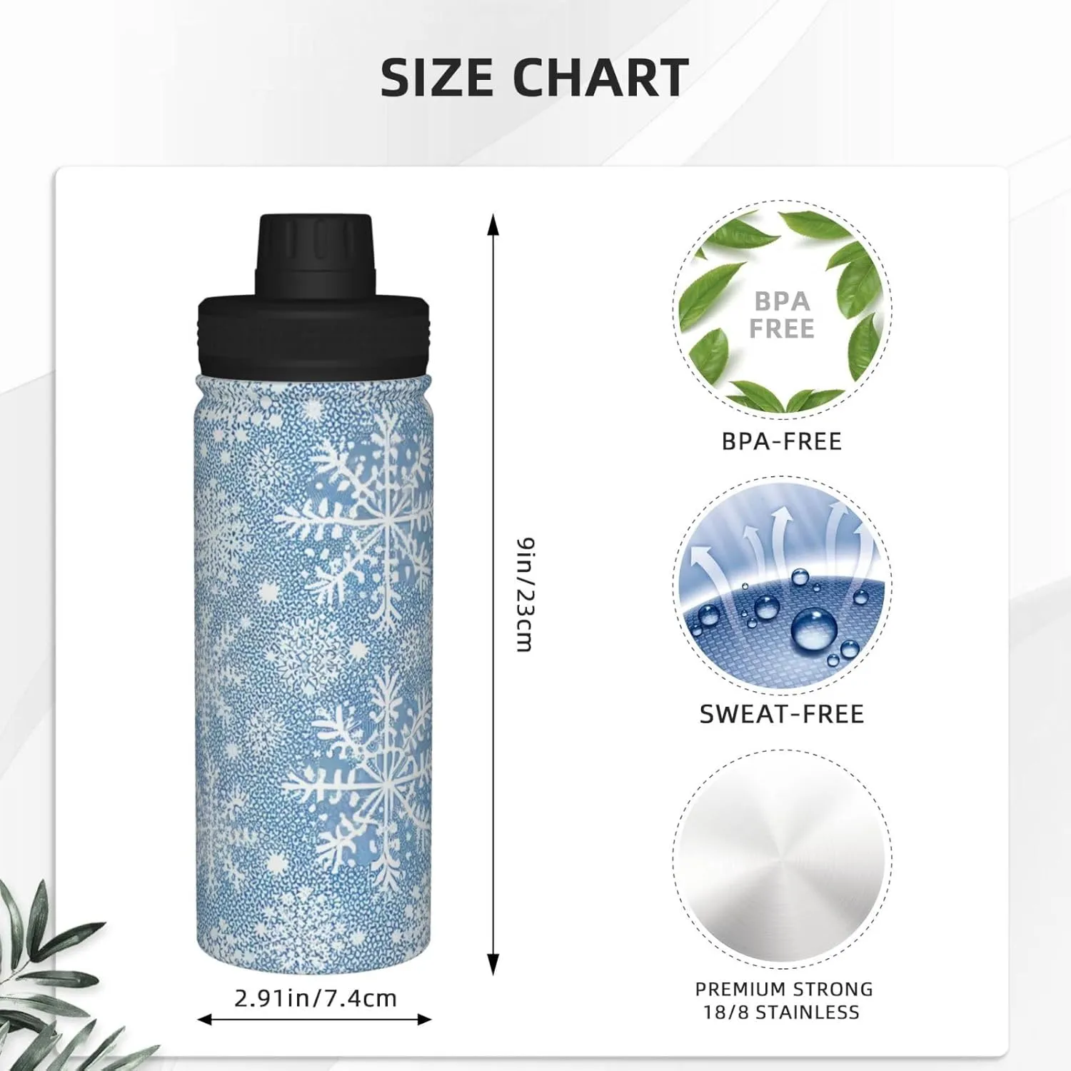 Paw Print pattern 18 oz Stainless Steel Water Bottle, Vacuum Insulated Double Walled Leak Proof Sports Water Bottle，Thermo Mug Keep Cold and Hot,Blue