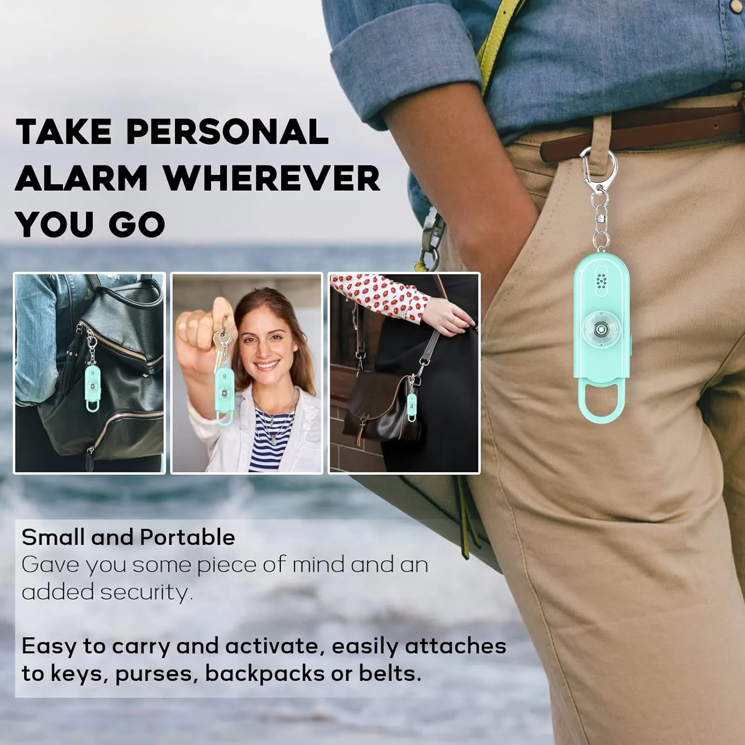 Personal Safety Alarm Keychain for Women 2PCS -130 dB Loud Siren with SOS Strobe Light, Flashlight, Double Speakers, Safe Defense Key Chain for Girls Kids Elders Emergency Call