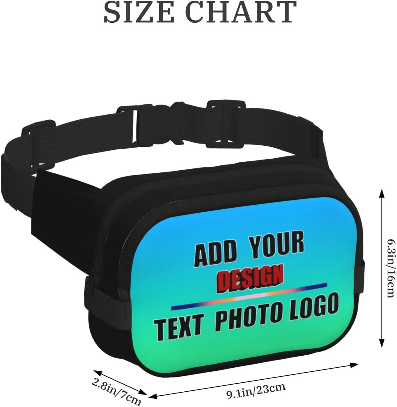 Personalized Fanny Pack Custom Waist Bag with Text Logo Photo Adjustable Belt Bag for Men Women Travel Hiking Running