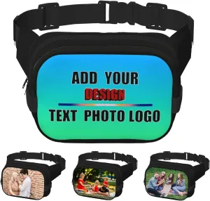 Personalized Fanny Pack Custom Waist Bag with Text Logo Photo Adjustable Belt Bag for Men Women Travel Hiking Running