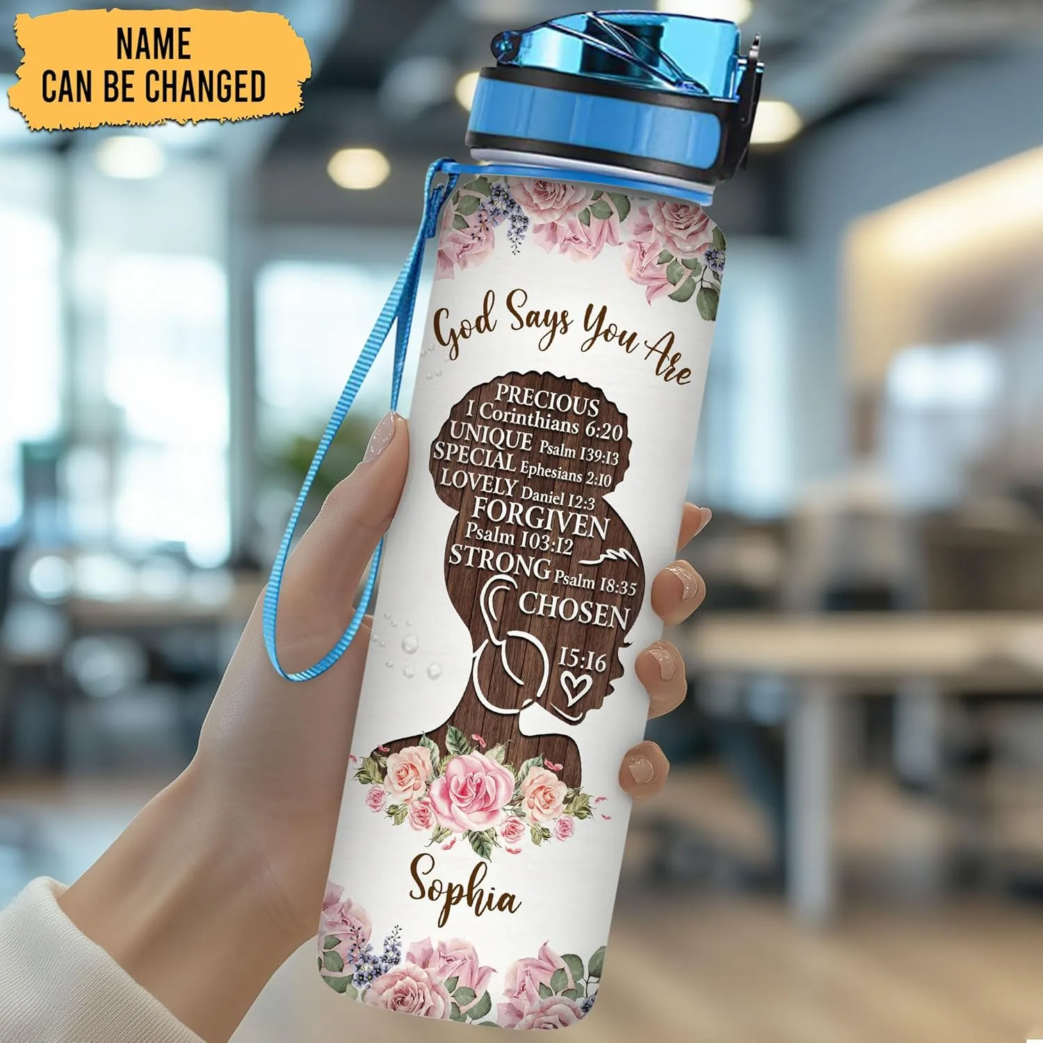 Personalized Gods Say You Are 32 Oz Liter Motivational Water Bottle, Water Bottle With Time Marker, African American Black Woman Gifts For Black Women, Gifts For Girls On Birthday, Mother's Day