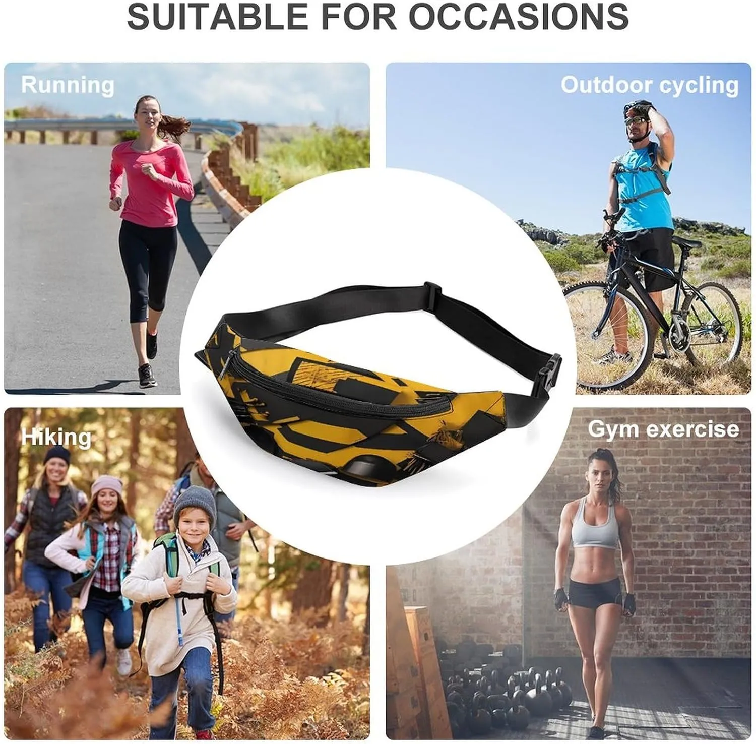 Personalized Waist Packs with Adjustable Strap,Bea CrossBody Fanny Pack Casual Bag for Travel Sports Running Hiking