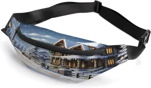 Personalized Waist Packs with Adjustable Strap,Christmas Winter Happy Scene CrossBody Fanny Pack Casual Bag for Travel Sports Running Hiking