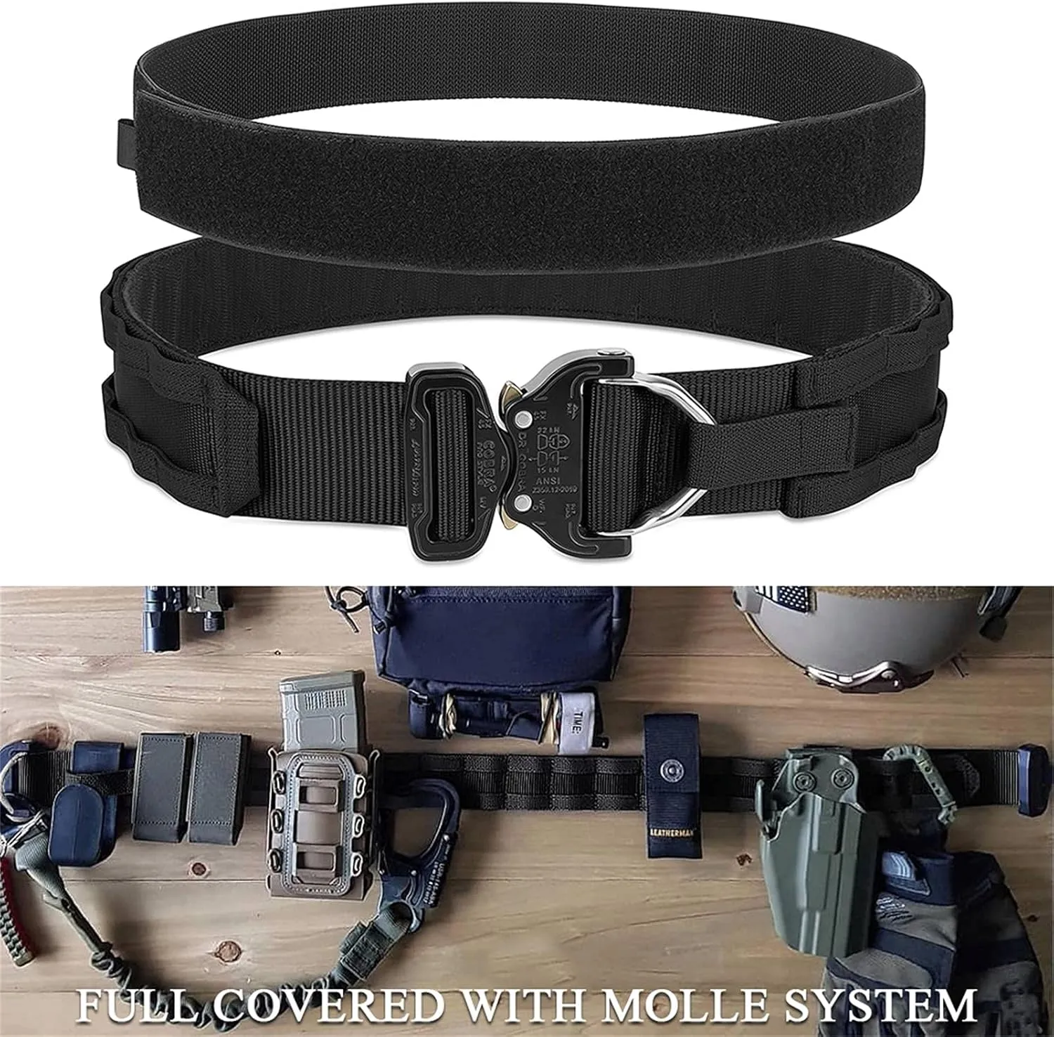 PETAC GEAR Tactical Battle Belt With Cobra Buckle D-Ring | Military Heavy Duty Rigger Gun Belts | Inner Outer Molle Belt.