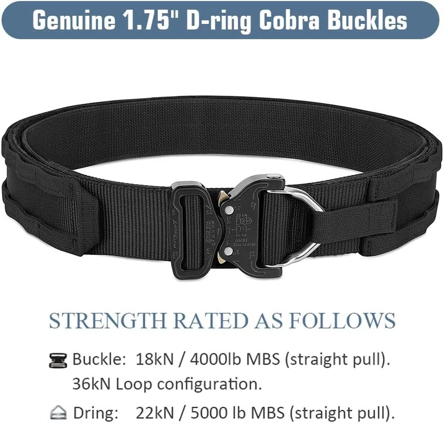 PETAC GEAR Tactical Battle Belt With Cobra Buckle D-Ring | Military Heavy Duty Rigger Gun Belts | Inner Outer Molle Belt.