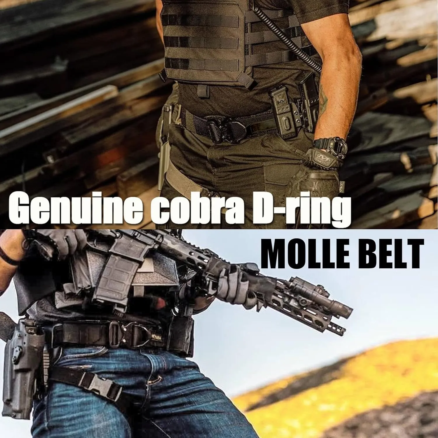 PETAC GEAR Tactical Battle Belt With Cobra Buckle D-Ring | Military Heavy Duty Rigger Gun Belts | Inner Outer Molle Belt.