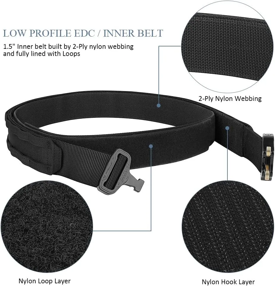 PETAC GEAR Tactical Battle Belt With Cobra Buckle D-Ring | Military Heavy Duty Rigger Gun Belts | Inner Outer Molle Belt.