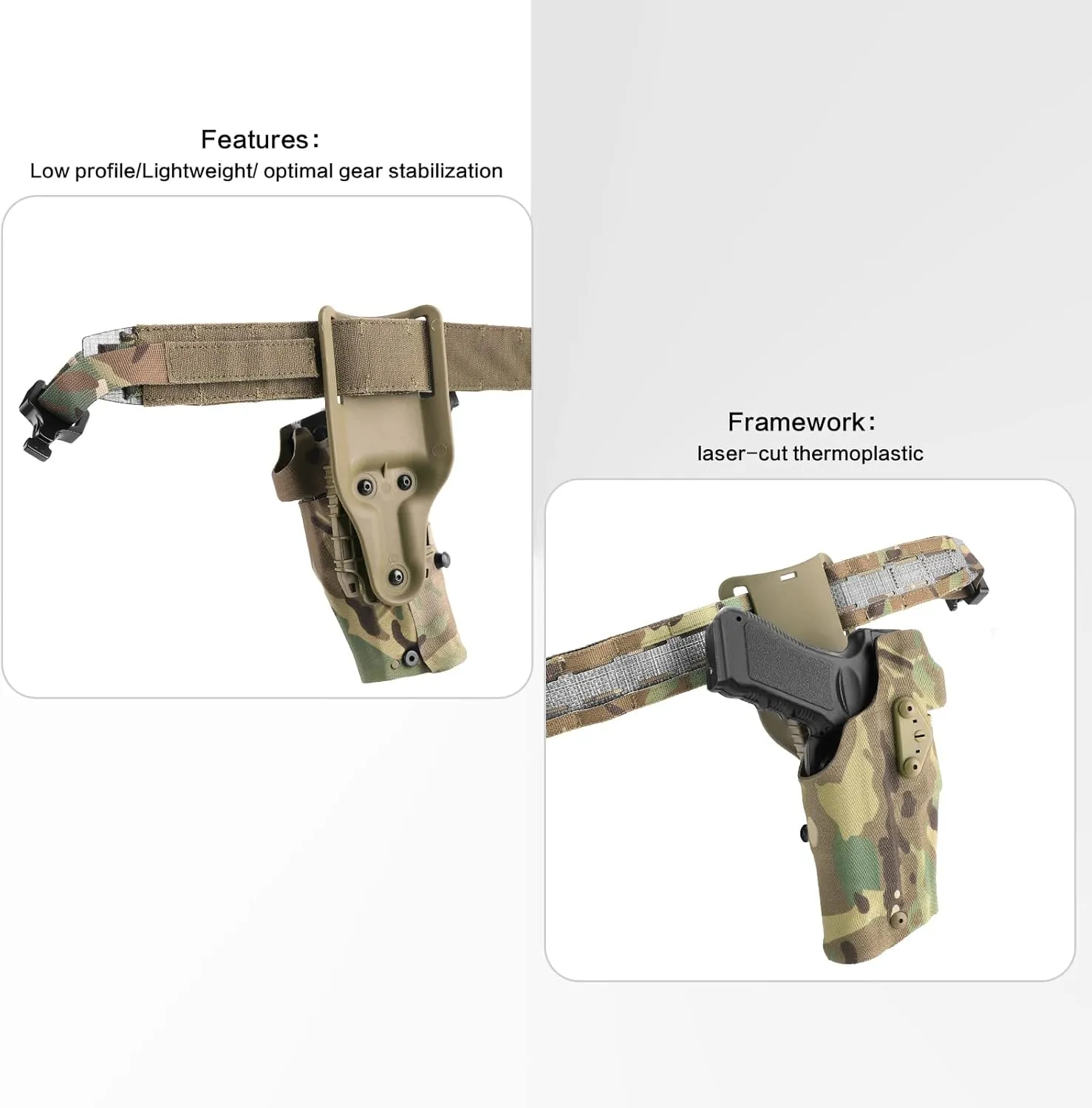 PETAC GEAR Tactical Belt Low Profile Molle Battle Cobra Belt Laser-Cut Tegris Rigid Shooting Gun Duty Belts