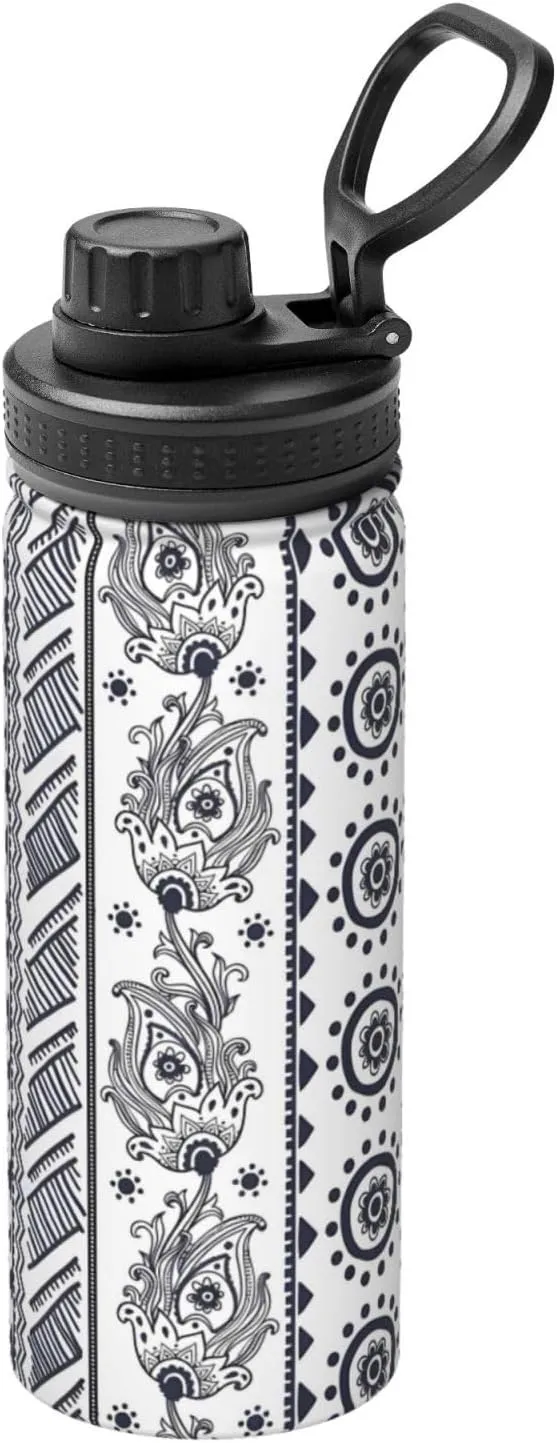 PHAYAH Fabric Pattern.Webp Camping Hiking Hydration Flask Stainless Steel, Double Walled & Vacuum Insulated Water Bottle