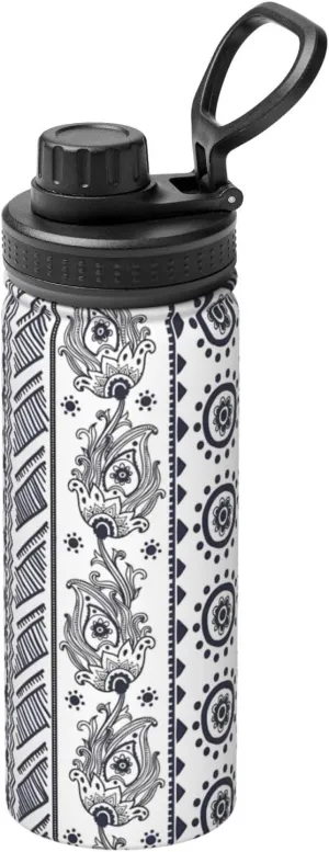 PHAYAH Fabric Pattern.Webp Camping Hiking Hydration Flask Stainless Steel, Double Walled & Vacuum Insulated Water Bottle