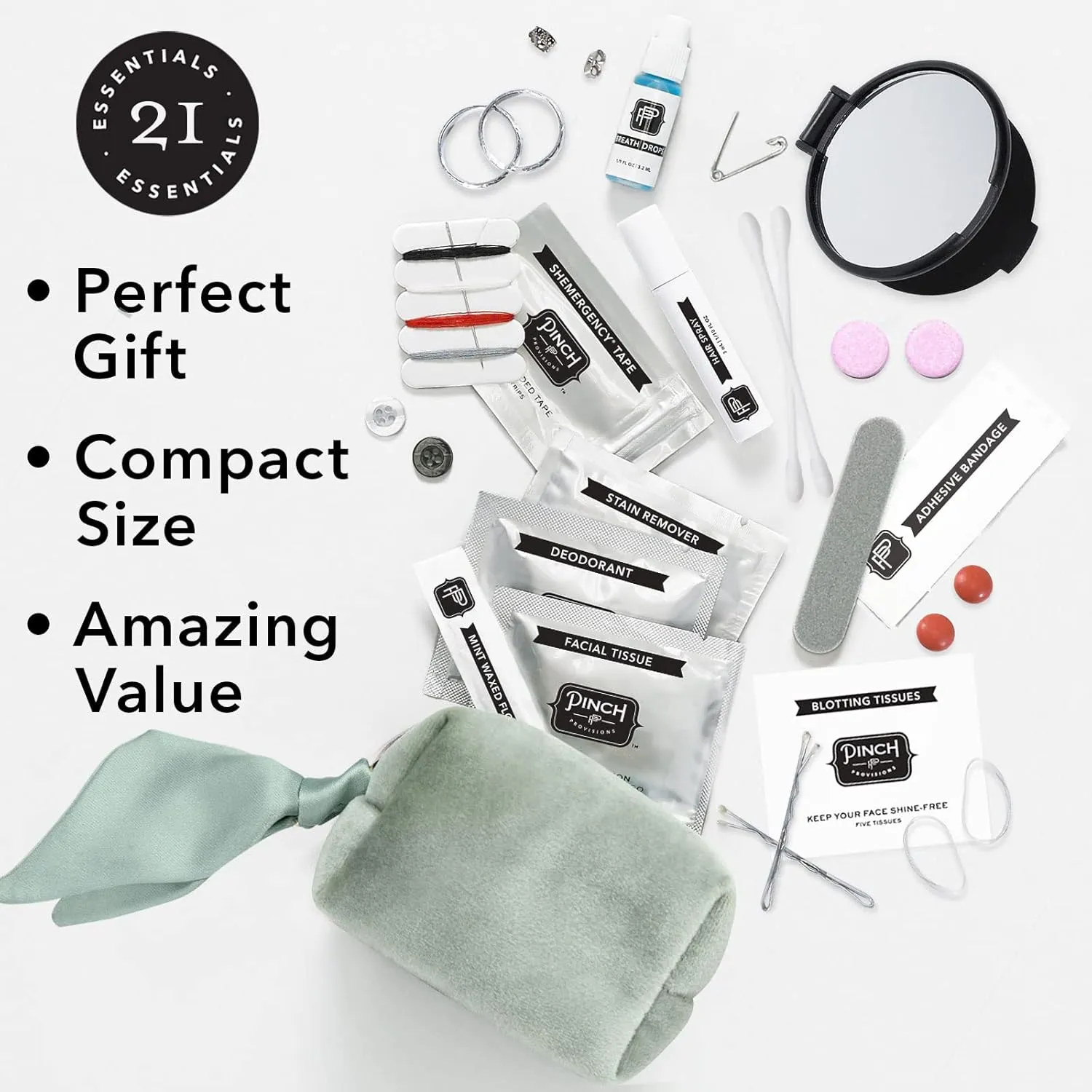 Pinch Provisions Minimergency Kit for Brides, Includes 21 Must-Have Essential Items for The Big Day, Compact, Multi-Functional Zipper Pouch, Perfect Survival Kit for Team Bride
