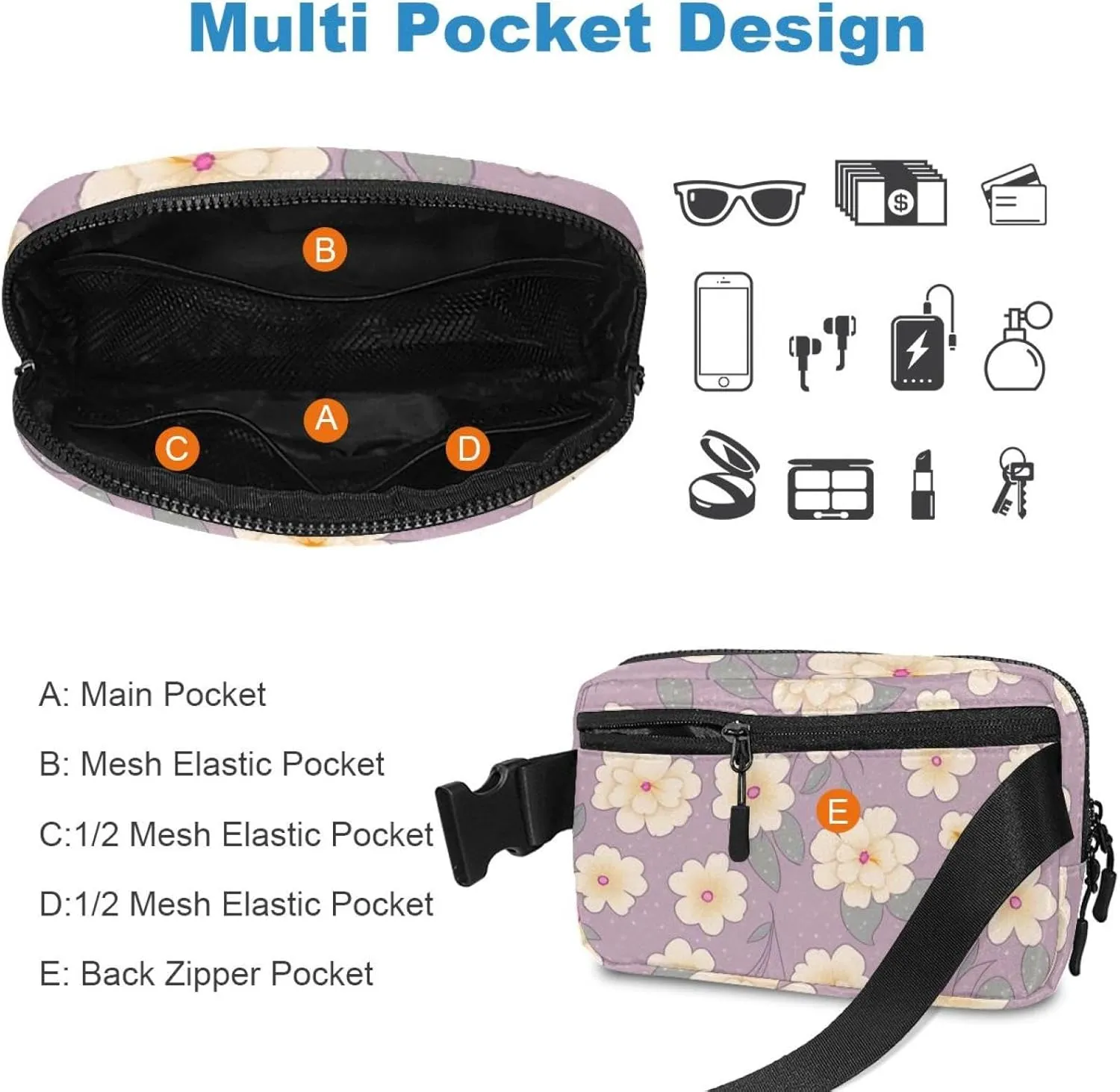 Pink Cherry Blossoms-950 Belt Bag for Men and Women Fanny Pack,Belt Bag with Adjustable Strap,Fashion Crossbody Everywhere Belt Bag for Travel Outdoors Running Hiking