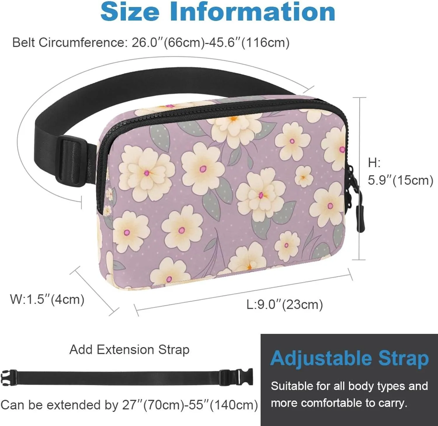 Pink Cherry Blossoms-950 Belt Bag for Men and Women Fanny Pack,Belt Bag with Adjustable Strap,Fashion Crossbody Everywhere Belt Bag for Travel Outdoors Running Hiking