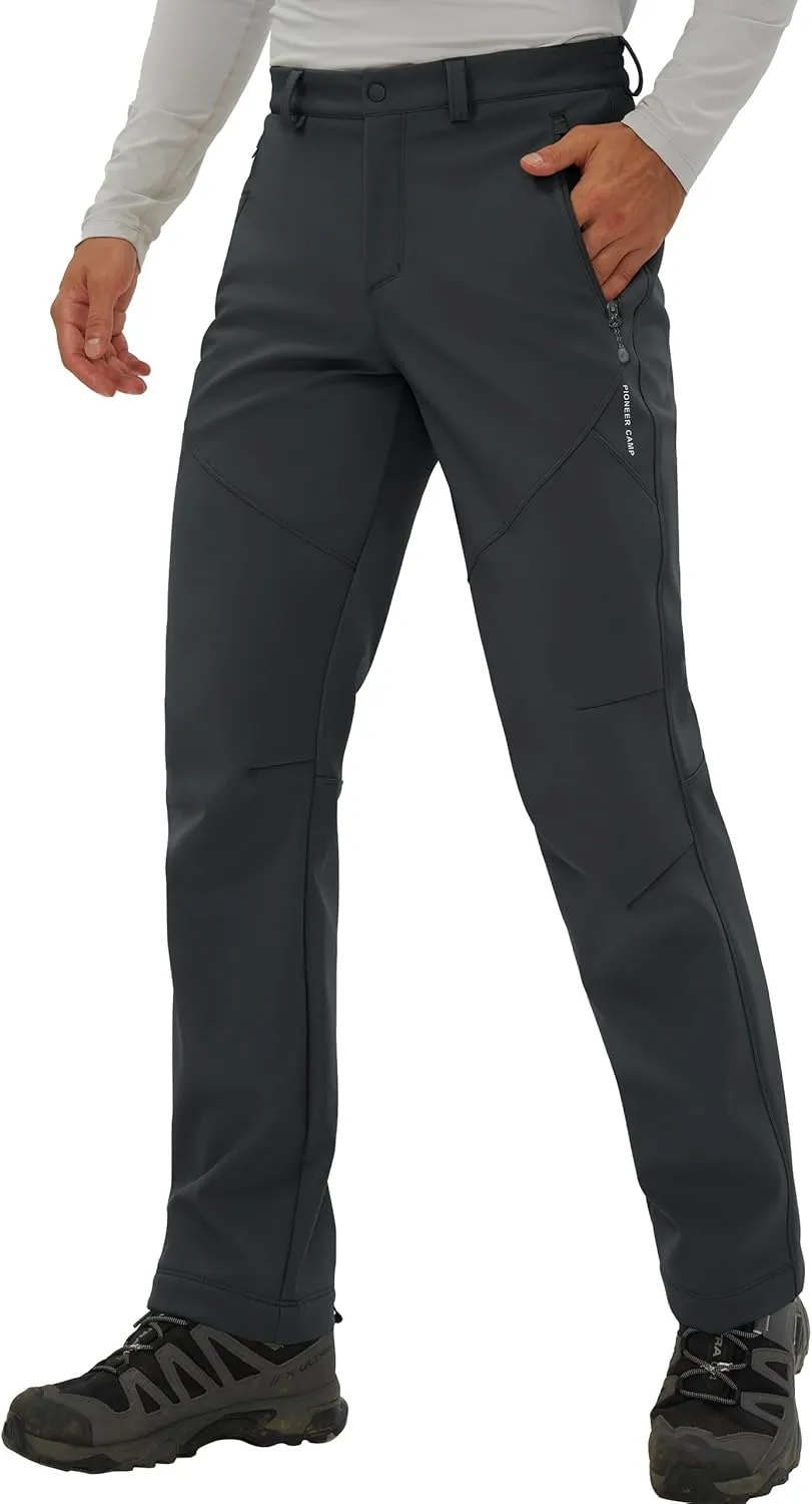 Pioneer Camp Men's Fleece Lined Outdoor Hiking Pants Insulated Waterproof Warm Softshell Windproof Work Pant