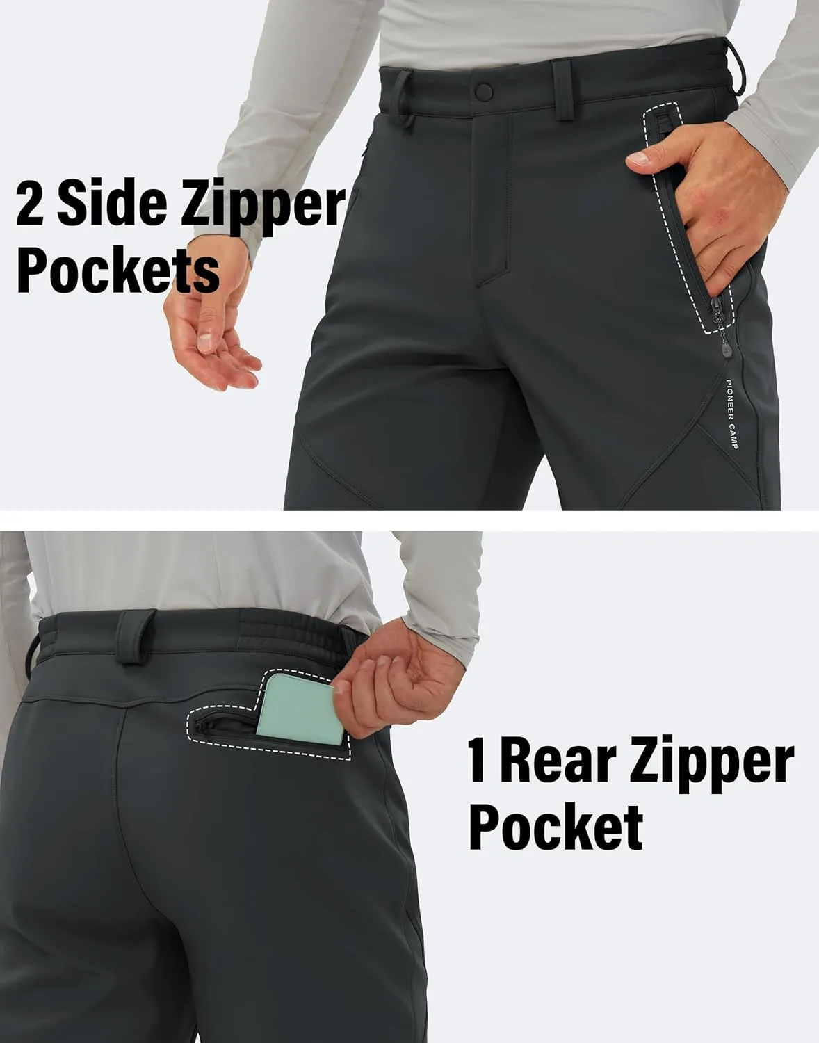 Pioneer Camp Men's Fleece Lined Outdoor Hiking Pants Insulated Waterproof Warm Softshell Windproof Work Pant