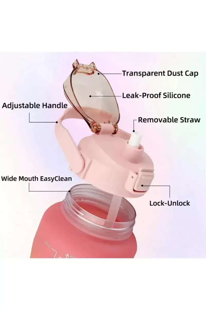 Plastic Sipper Water Bottle With Motivational Time Marker (900ml)