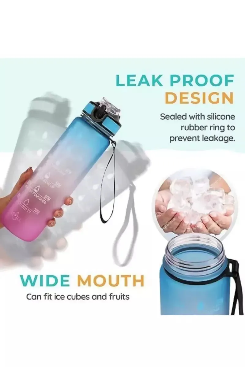 Plastic Sipper Water Bottle With Motivational Time Marker (900ml)
