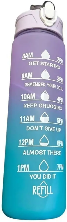 Plastic Sipper Water Bottle With Motivational Time Marker (900ml)