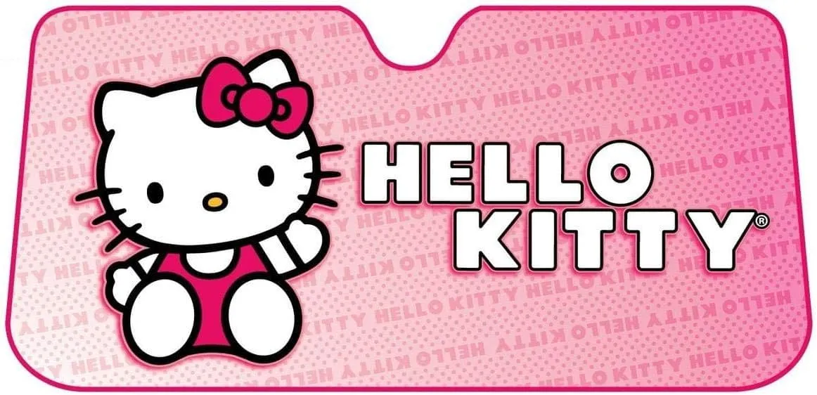 Plasticolor 003681R01 Hello Kitty Sanrio Accordion Style Car Truck SUV Front Windshield Sunshade, 27" X 58"