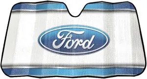 Plasticolor 003735R01 Ford Logo on White Background Front Windshield Accordion Sunshade