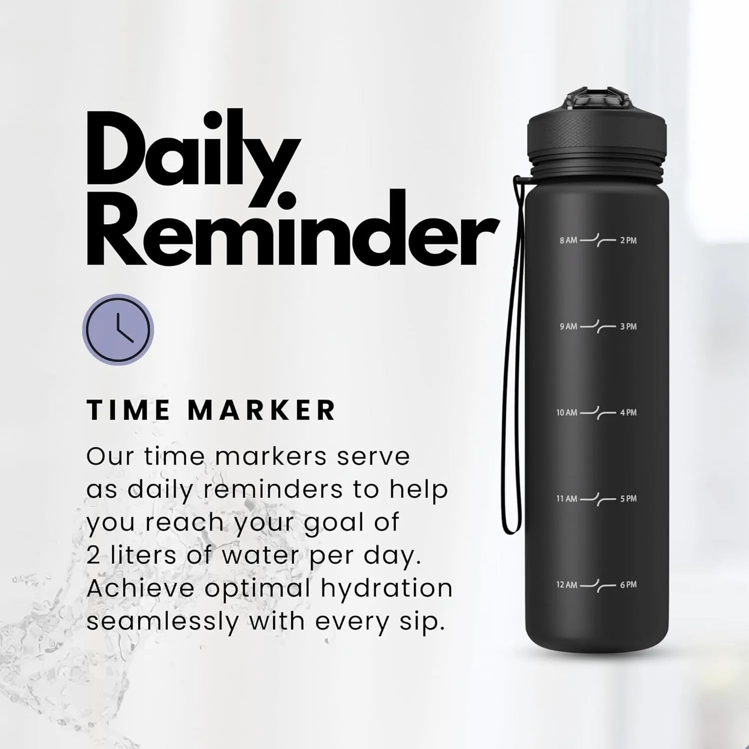 Plixo 32 Oz Water Bottle with 2 Lids (Silicone Straw Lid & Fast Flow Lid with Fruit Infuser) - Leak Proof, Durable Strong Strap, BPA Free Tritan, Time Markers - Made for Every Lifestyle