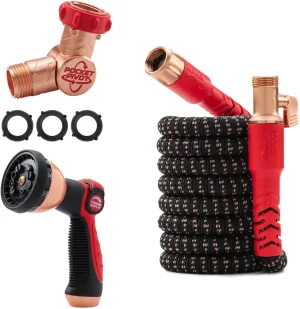 Pocket Hose Copper Head w/New Pocket Pivot Expandable Garden Hose 25 FT, AS-SEEN-ON-TV, Swivels 360°, Advanced Tri-Tex Tubing & Force Field Jacket, 3X Stronger, Lead-Free, No-Kink, Anti-Burst w/APT
