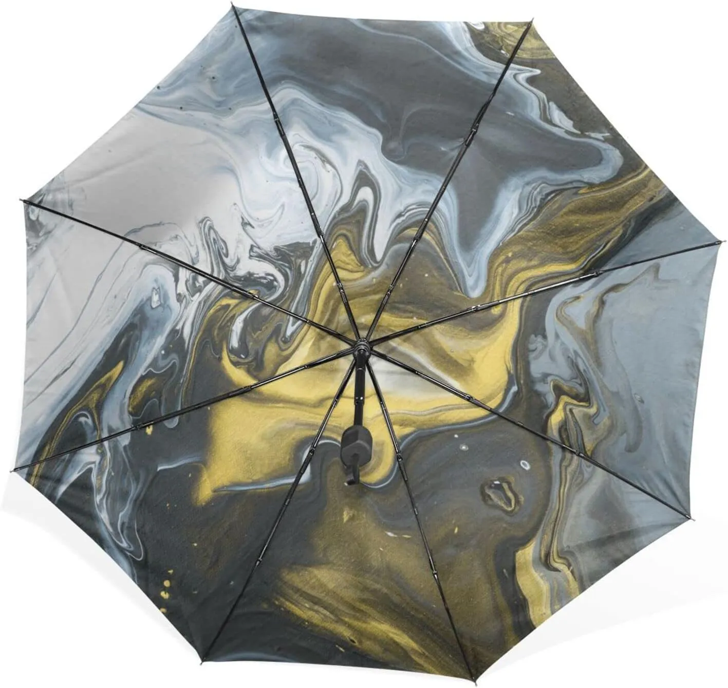 Poeticcity Rain Travel Umbrella, Hand Open Close Windproof Waterproof Folding Umbrella, Compact Canopy Strong Ray Parasol Umbrella