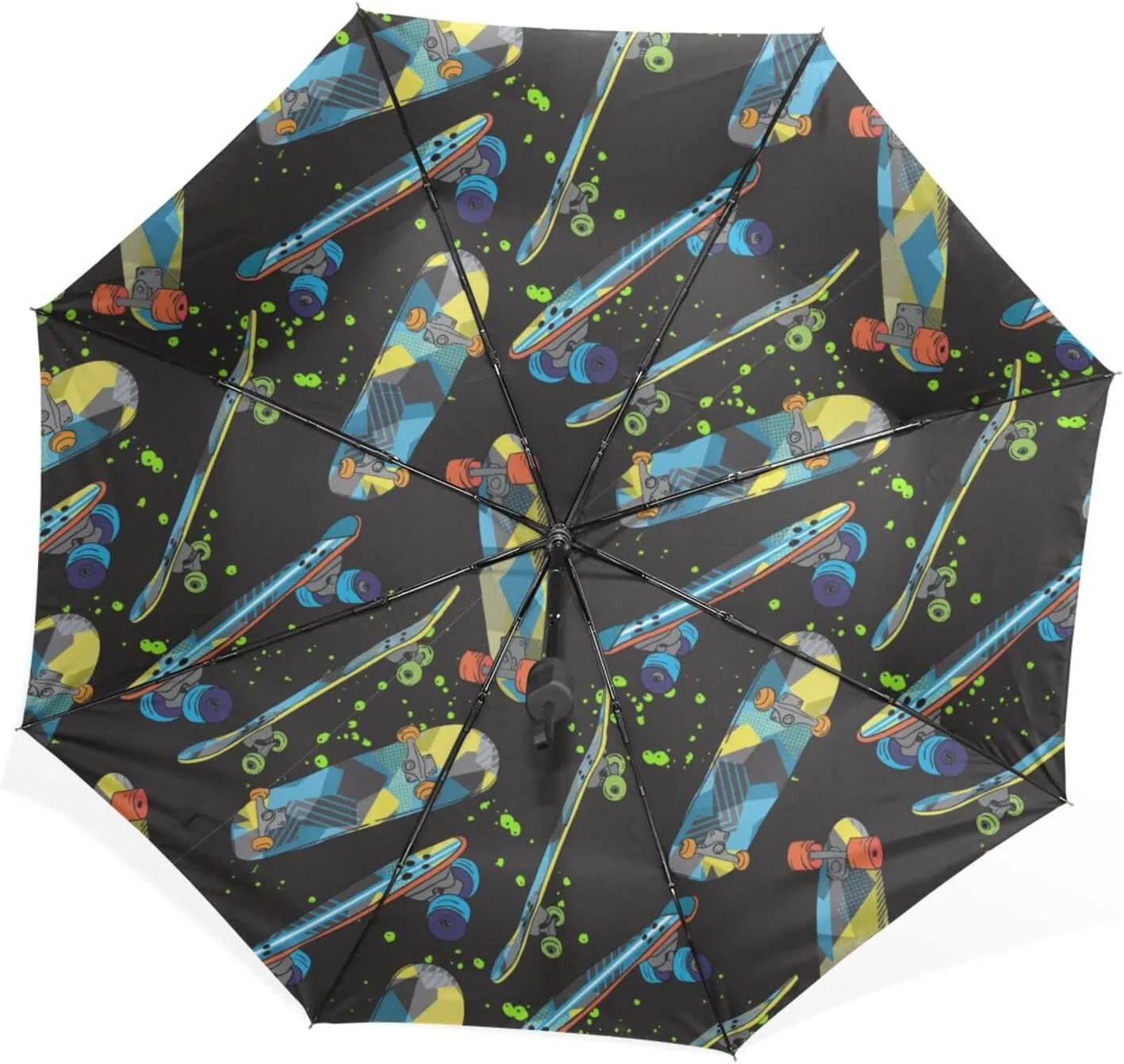 Poeticcity Rain Travel Umbrella, Hand Open Close Windproof Waterproof Folding Umbrella, Compact Canopy Strong Ray Parasol Umbrella