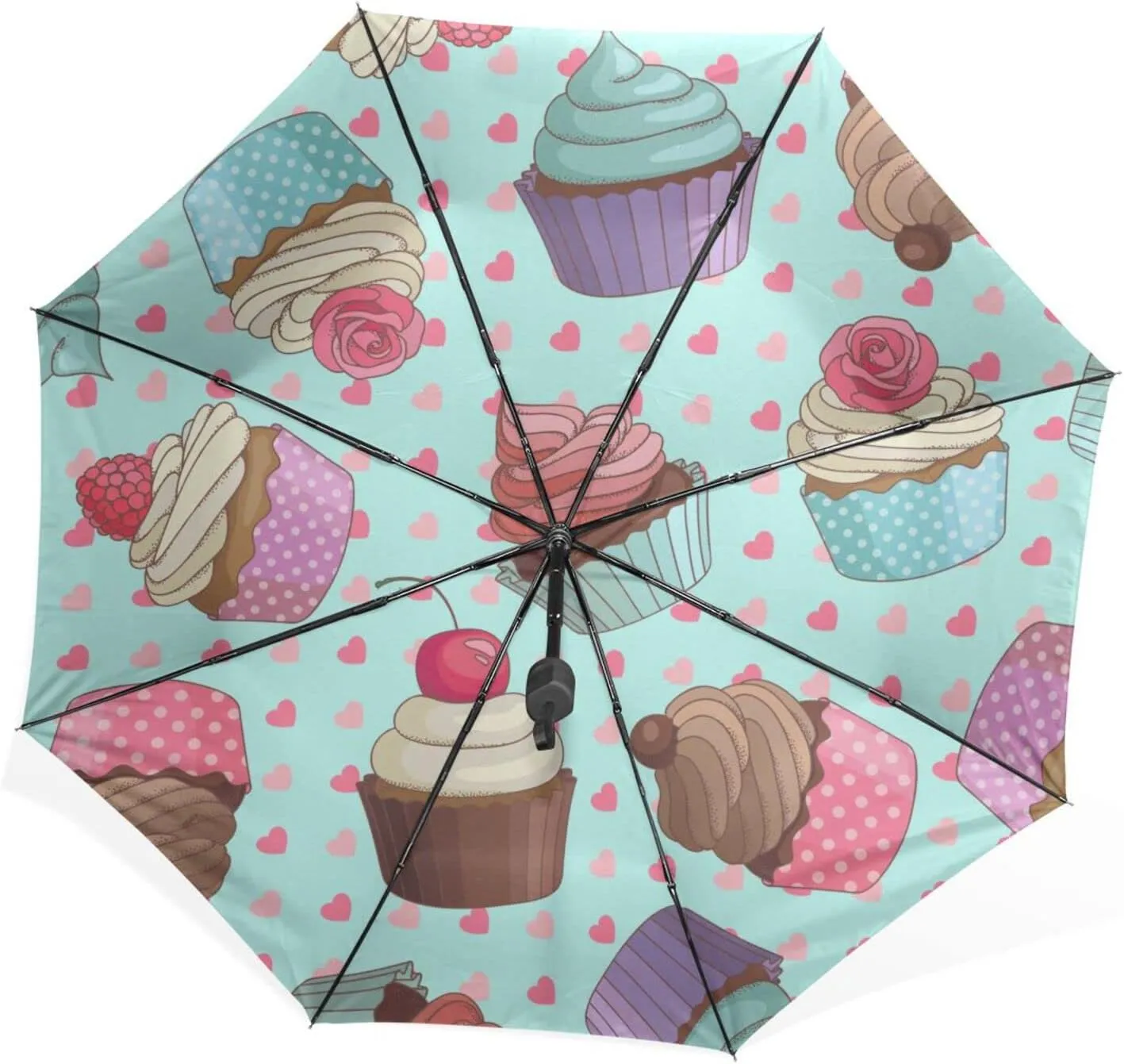 Poeticcity Rain Travel Umbrella, Hand Open Close Windproof Waterproof Folding Umbrella, Compact Canopy Strong Ray Parasol Umbrella