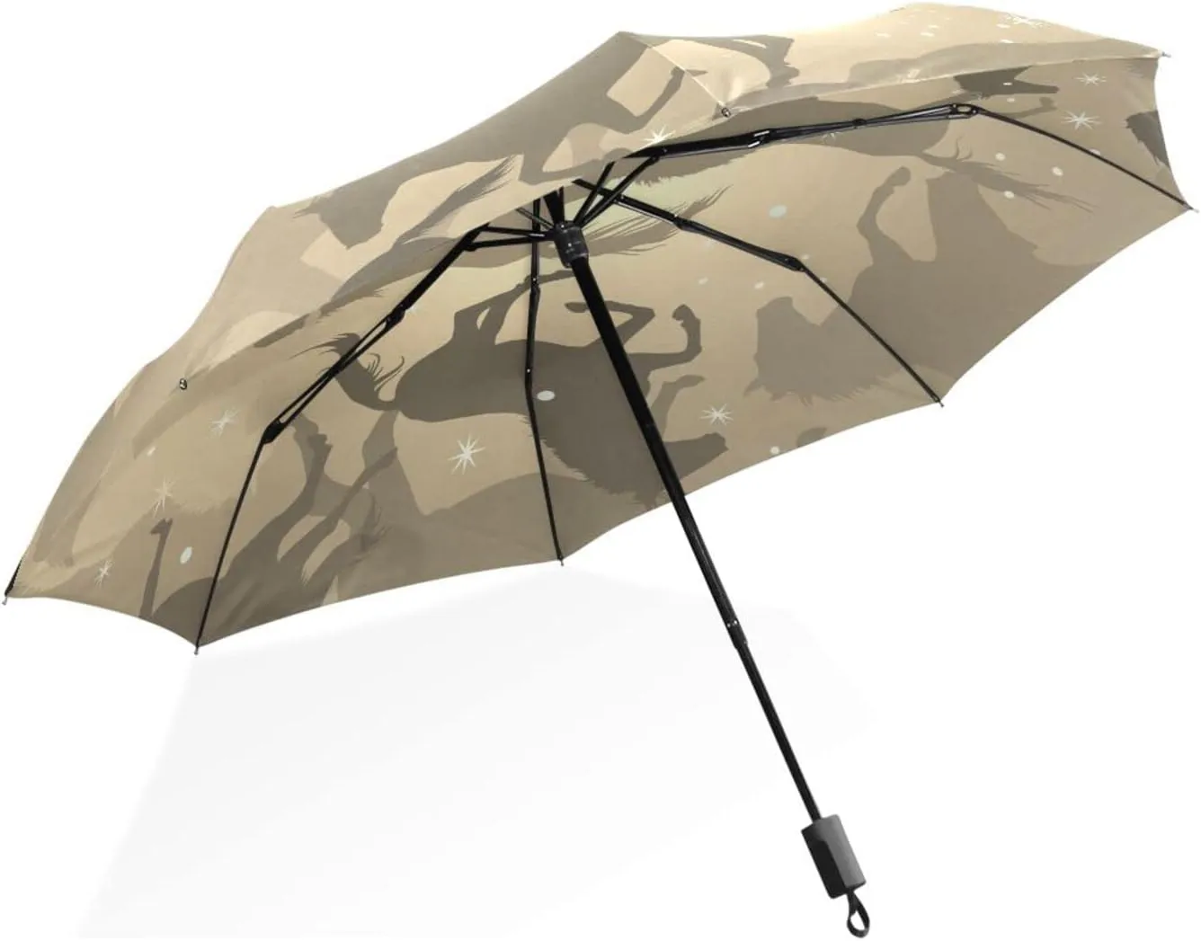 Poeticcity Rain Travel Umbrella, Hand Open Close Windproof Waterproof Folding Umbrella, Compact Canopy Strong Ray Parasol Umbrella