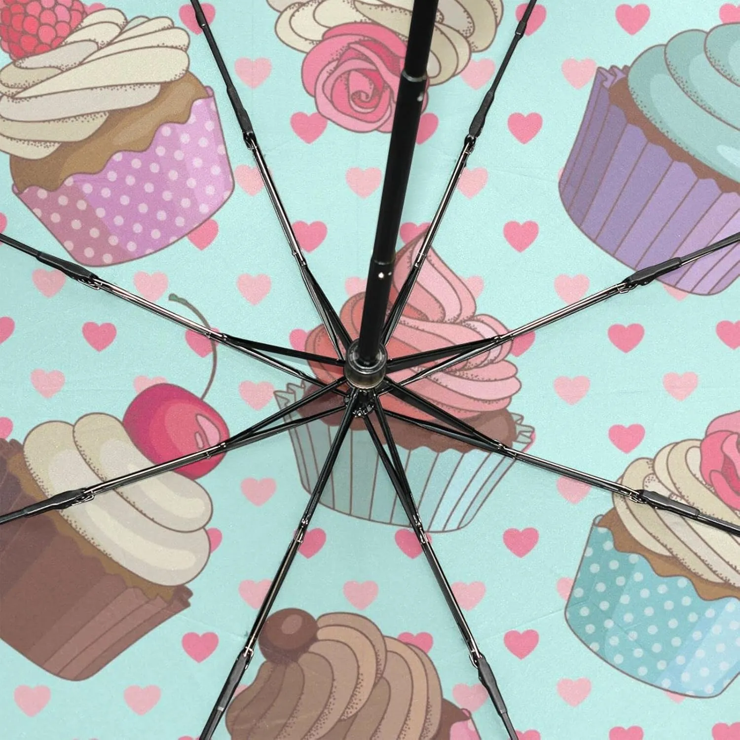 Poeticcity Rain Travel Umbrella, Hand Open Close Windproof Waterproof Folding Umbrella, Compact Canopy Strong Ray Parasol Umbrella