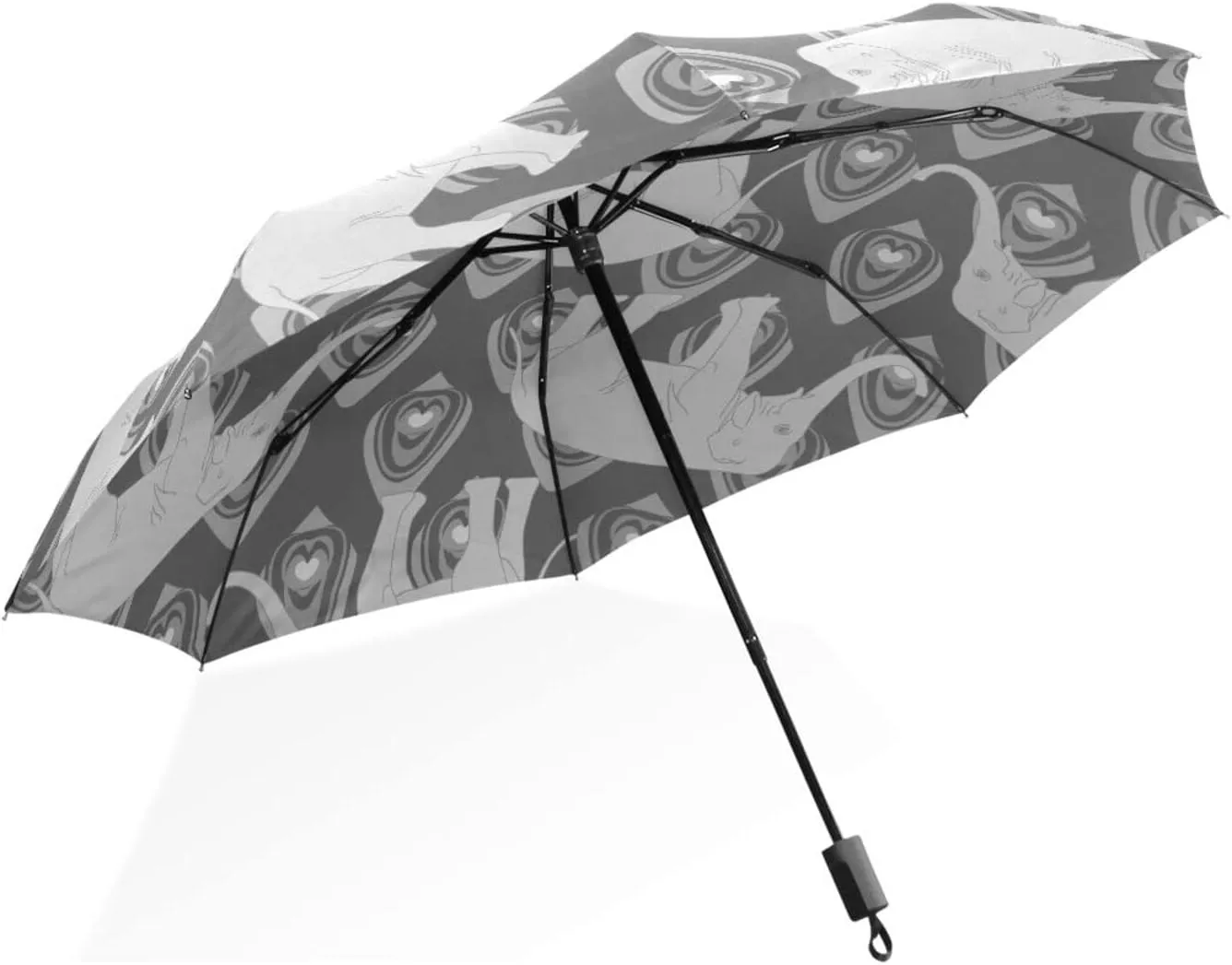 Poeticcity Rain Travel Umbrella, Hand Open Close Windproof Waterproof Folding Umbrella, Compact Canopy Strong Ray Parasol Umbrella
