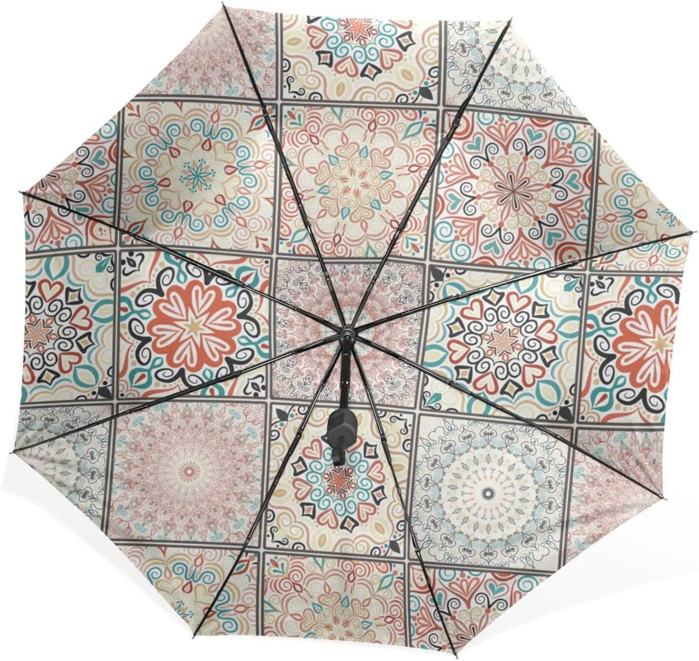 Poeticcity Rain Travel Umbrella, Hand Open Close Windproof Waterproof Folding Umbrella, Compact Canopy Strong Ray Parasol Umbrella